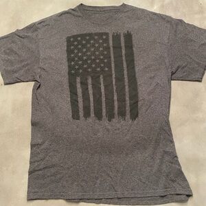 Gray T-Shirt with Black Flag Design